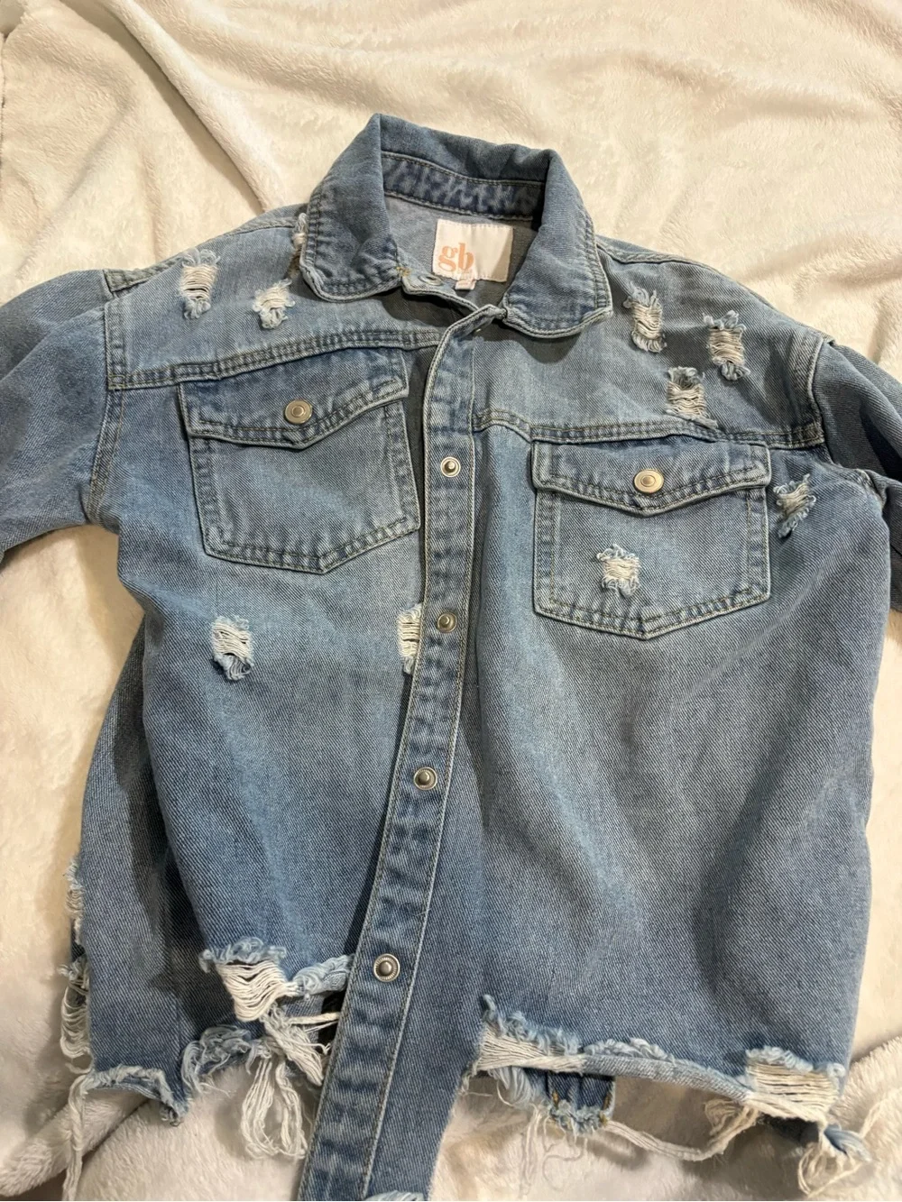 GB girls light blue denim jacket with button front